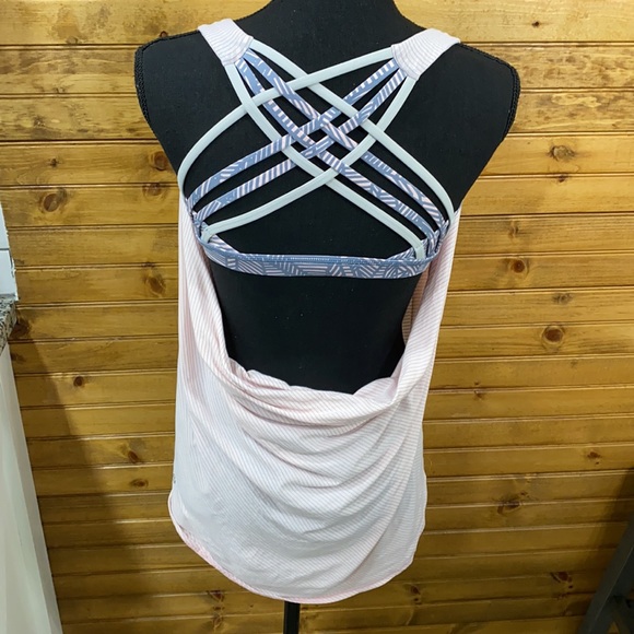 LuluLemon Pink Stripped Athletic tank top - Picture 3 of 7